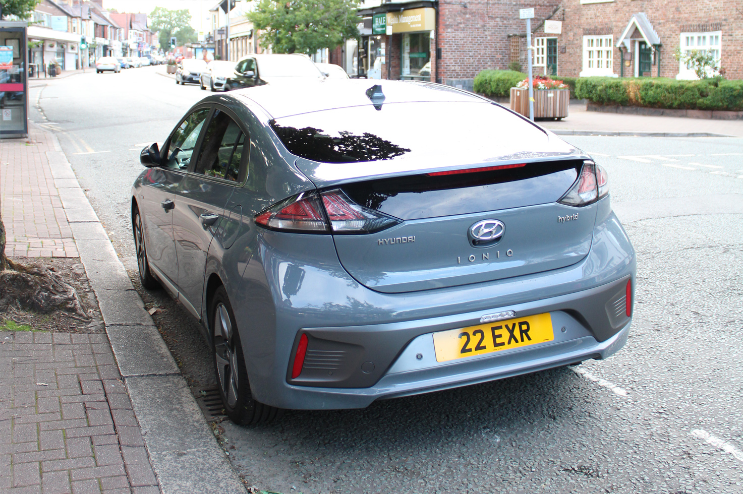 The rear of our vehicle, demonstrating the '22 EXR' number plate parked in Hale, Greater Manchester.